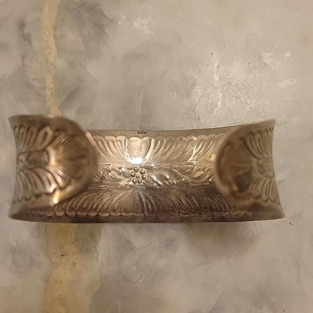 Vintage Native Sterling Silver Art Noveau Cuff SouthWestern Boho Bracelet Bangle - Picture 6 of 13